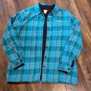 L.L. Bean Women’s Fleece Lined Flannel Shirt Shacket Button Down Medium